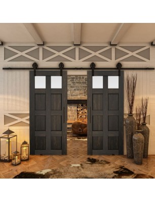 Glasschiebetür BARN-LINE - Country Schwarz gebeizt Model 66