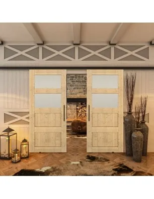 Glasschiebetür BLACK-LINE - Country Astkiefer Model 37