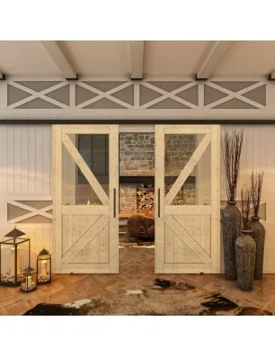 Glasschiebetür BLACK-LINE - Country Astkiefer Model 42