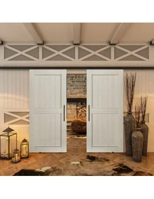 Glasschiebetür BLACK-LINE - Country Weiss Rustikal Model 20