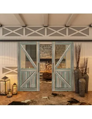 Glasschiebetür BLACK-LINE - Country Bunt geplankt Model 42