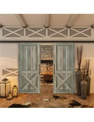 Glasschiebetür BLACK-LINE - Country Bunt geplankt Model 50