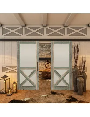 Glasschiebetür BLACK-LINE - Country Bunt geplankt Model 53