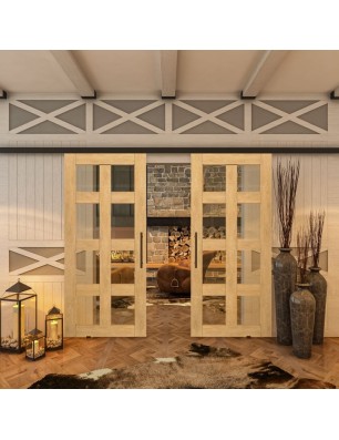 Glasschiebetür BLACK-LINE - Country Sonoma Eiche Model 61