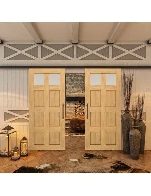 Glasschiebetür BLACK-LINE - Country Sonoma Eiche Model 66