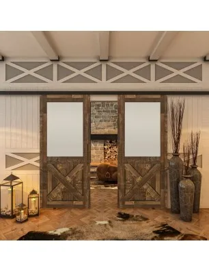 Glasschiebetür BLACK-LINE - Country Altholz Astig Model 53