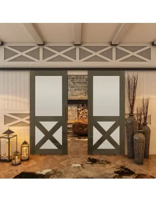 Glasschiebetür BLACK-LINE - Country Schwarz gebeizt Model 53