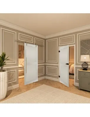 Glasschiebetür PIPE-LINE - Country Weiss Rustikal Model 23