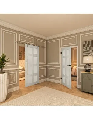 Glasschiebetür PIPE-LINE - Country Weiss Rustikal Model 64