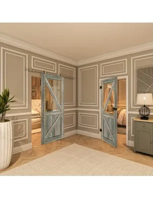 Glasschiebetür PIPE-LINE - Country Bunt geplankt Model 42