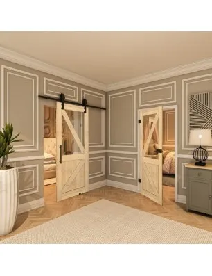 Glasschiebetür BARN-LINE - Country Astkiefer Model 42