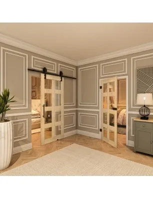 Glasschiebetür BARN-LINE - Country Astkiefer Model 61