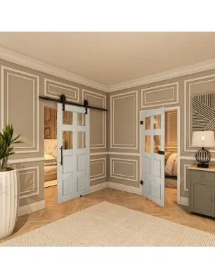 Glasschiebetür BARN-LINE - Country Weiss Rustikal Model 62