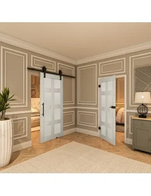Glasschiebetür BARN-LINE - Country Weiss Rustikal Model 64