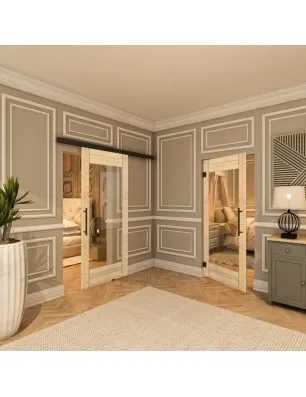 Glasschiebetür BLACK-LINE - Country Astkiefer Model 11