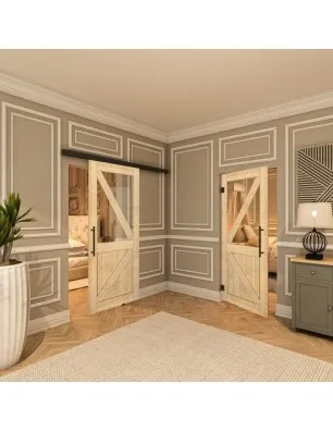 Glasschiebetür BLACK-LINE - Country Astkiefer Model 42