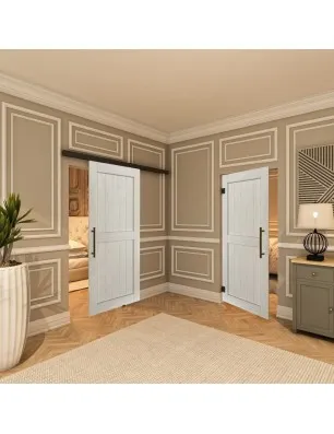 Glasschiebetür BLACK-LINE - Country Weiss Rustikal Model 20