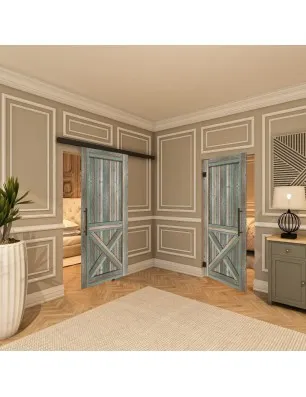 Glasschiebetür BLACK-LINE - Country Bunt geplankt Model 50