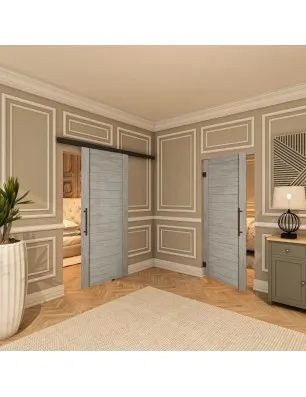 Glasschiebetür BLACK-LINE - Country Graueiche Model 10