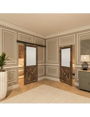 Glasschiebetür BLACK-LINE - Country Altholz Astig Model 53