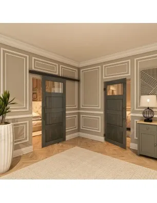 Glasschiebetür BLACK-LINE - Country Schwarz gebeizt Model 34