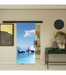 Glasschiebetür BLACK-LINE - Fotoprint Model 129