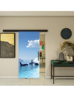 Glasschiebetür BLACK-LINE - Fotoprint Model 129