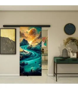 Glasschiebetür BLACK-LINE - Fotoprint Model 138