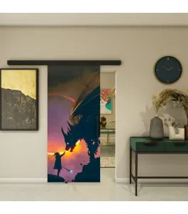 Glasschiebetür BLACK-LINE - Fotoprint Model 243