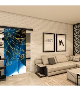 Glasschiebetür BLACK-LINE - Fotoprint Model 77