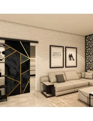 Glasschiebetür BLACK-LINE - Fotoprint Model 92