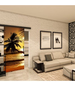 Glasschiebetür BLACK-LINE - Fotoprint Model 136