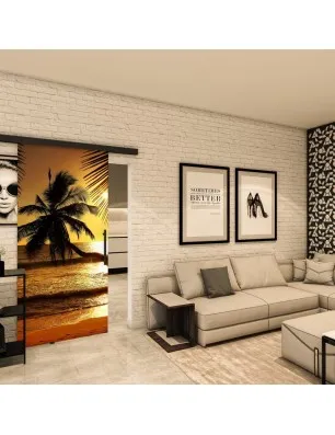 Glasschiebetür BLACK-LINE - Fotoprint Model 136