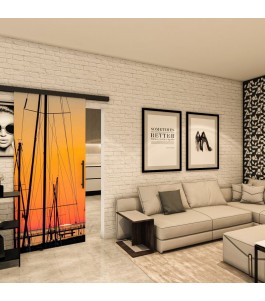 Glasschiebetür BLACK-LINE - Fotoprint Model 156