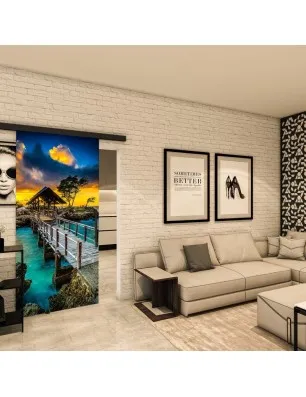 Glasschiebetür BLACK-LINE - Fotoprint Model 185