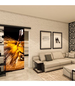 Glasschiebetür BLACK-LINE - Fotoprint Model 218