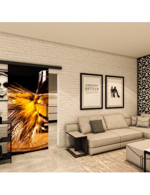 Glasschiebetür BLACK-LINE - Fotoprint Model 218