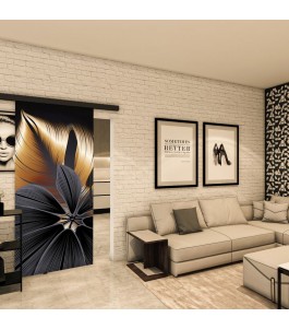 Glasschiebetür BLACK-LINE - Fotoprint Model 302