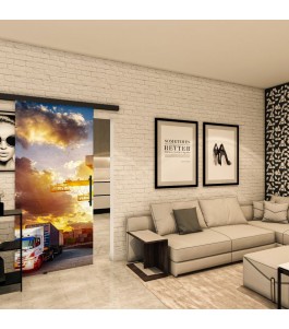 Glasschiebetür BLACK-LINE - Fotoprint Model 328