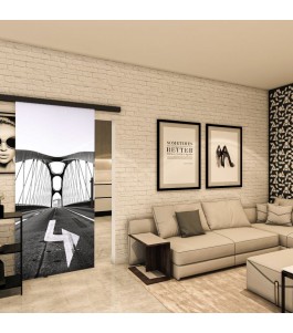 Glasschiebetür BLACK-LINE - Fotoprint Model 330