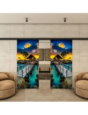 Glasschiebetür BLACK-LINE - Fotoprint Model 185