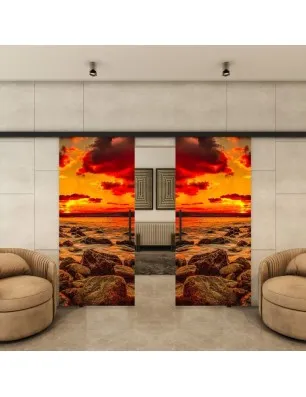 Glasschiebetür BLACK-LINE - Fotoprint Model 195