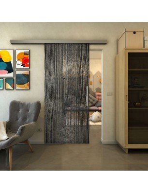 Glasschiebetür SLIM-LINE - Fineprint Model 032 Schwarz auf Klarglas