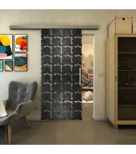 Glasschiebetür SLIM-LINE - Fineprint Model 033 Schwarz auf Klarglas