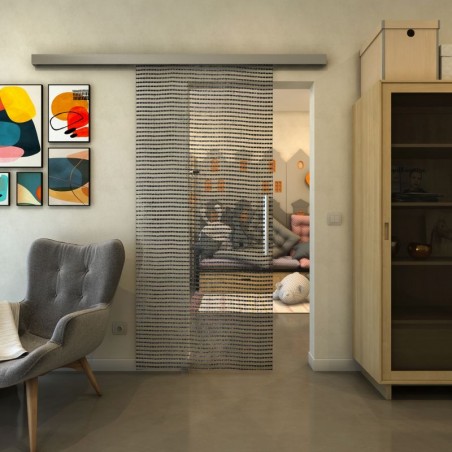 Glasschiebetür SLIM-LINE - Fineprint Model 046 Schwarz auf Klarglas