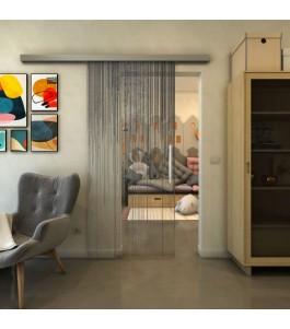 Glasschiebetür SLIM-LINE - Fineprint Model 052 Schwarz auf Klarglas