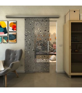 Glasschiebetür SLIM-LINE - Fineprint Model 076 Schwarz auf Klarglas