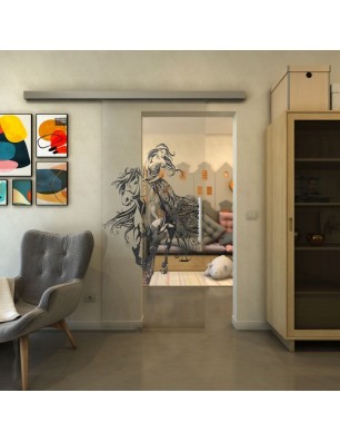 Glasschiebetür SLIM-LINE - Fineprint Model 118 Schwarz auf Klarglas