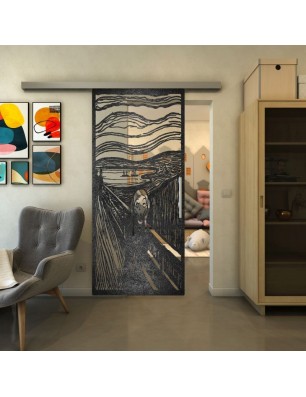 Glasschiebetür SLIM-LINE - Fineprint Model 133 Schwarz auf Klarglas