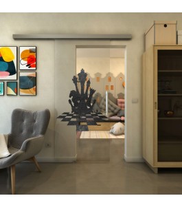 Glasschiebetür SLIM-LINE - Fineprint Model 136 Schwarz auf Klarglas